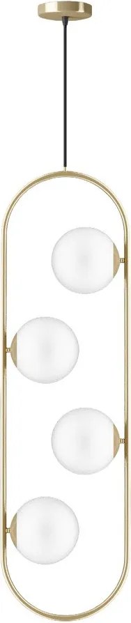 Висящо осветително тяло в златист цвят със стъклен абажур Club – Squid Lighting