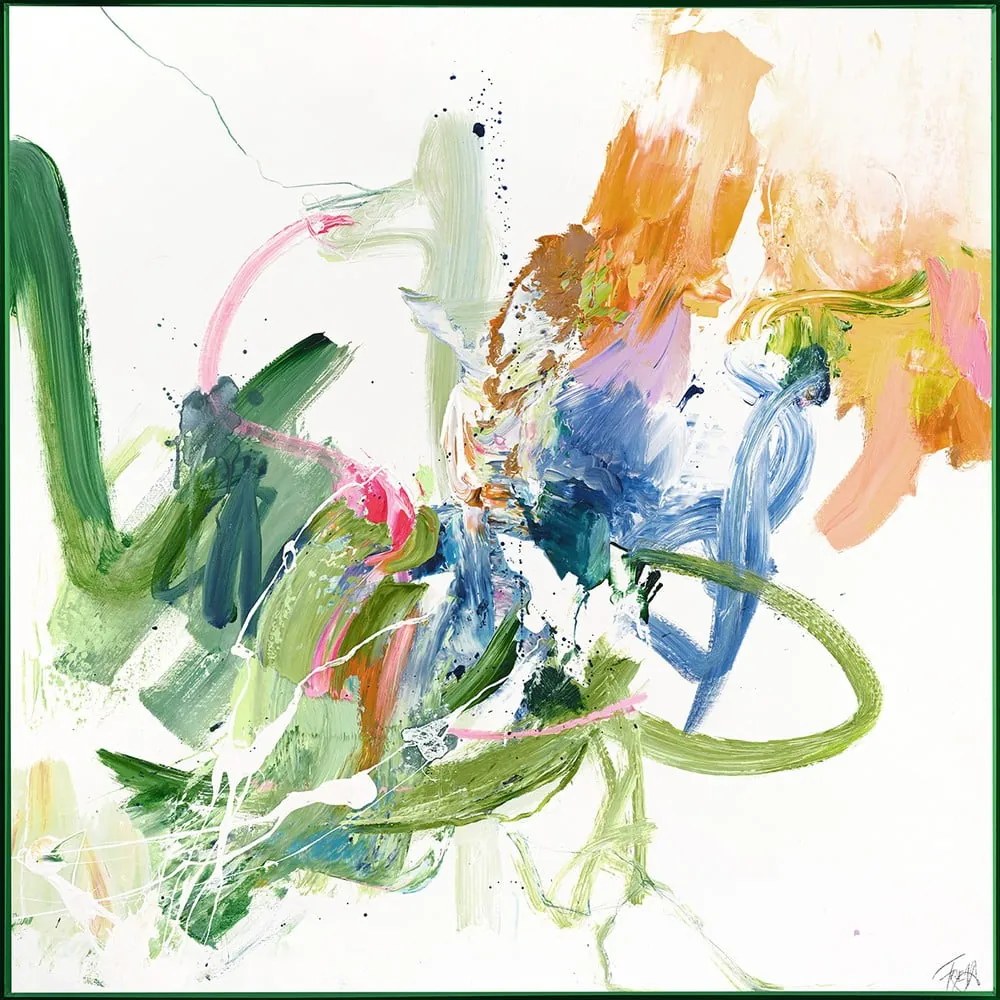 Картина с ръчно изрисувани елементи 102x102 cm Confidential Green – Malerifabrikken