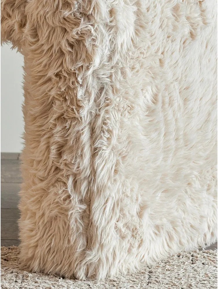 Бежова табуретка от изкуствен косъм Bobbie – Bloomingville