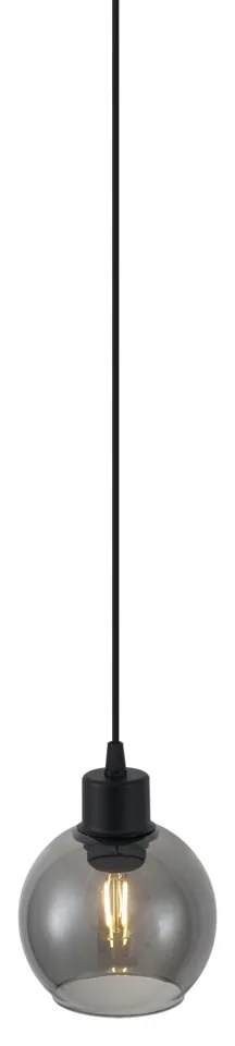 Модерна висяща лампа черна с димно стъкло за 1-фазна релсова система - Iconic Lava