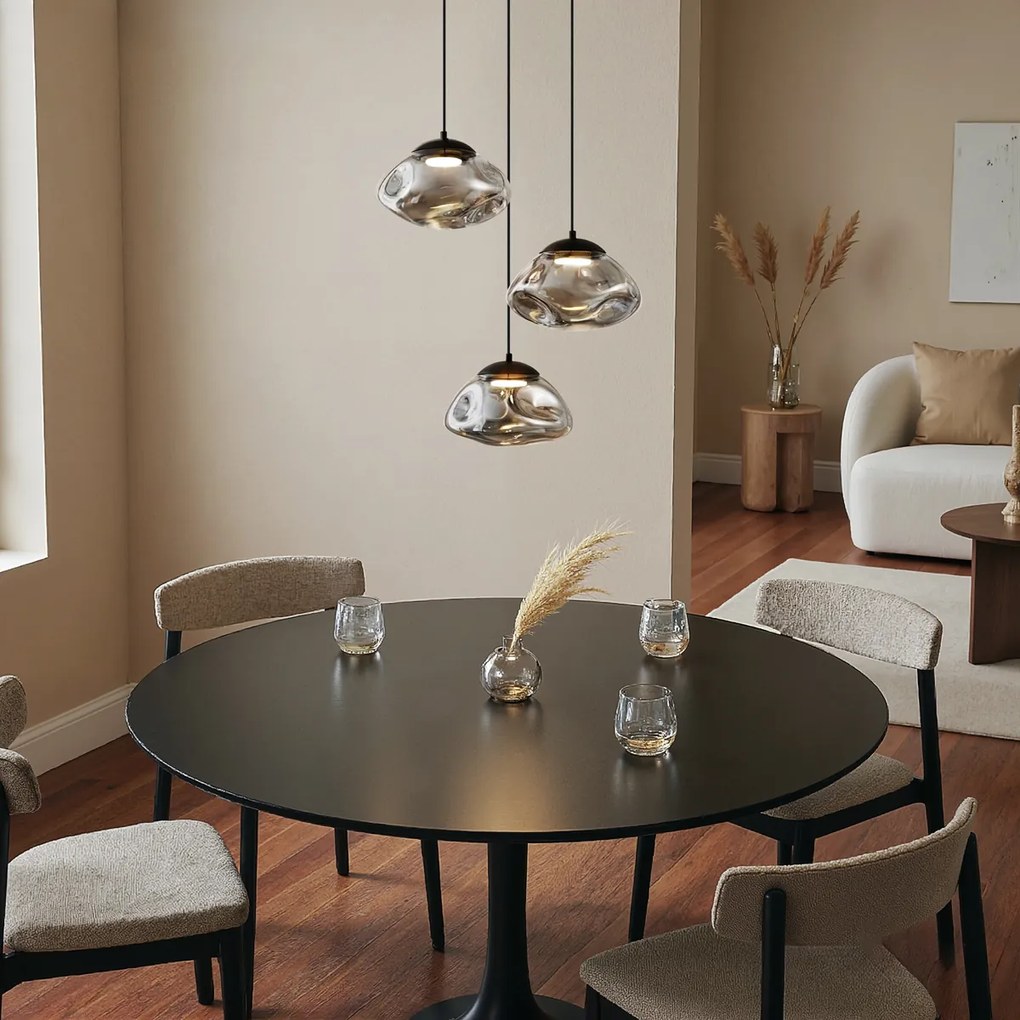 Дизайнерска висяща лампа черна с димно стъкло 3-лампи - Gus