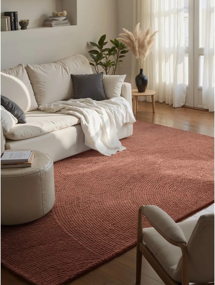 Теракотен ръчно изработен вълнен килим 160x230 cm Calmio – Hanse Home