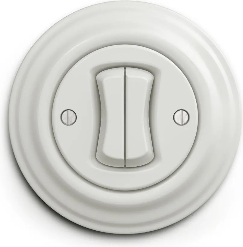 Kliklap - Ретро бял керамичен двоен бутон с рамка