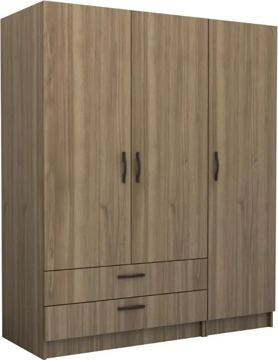 Шкаф с три врати от меламин в цвят орех 150x60x181см.