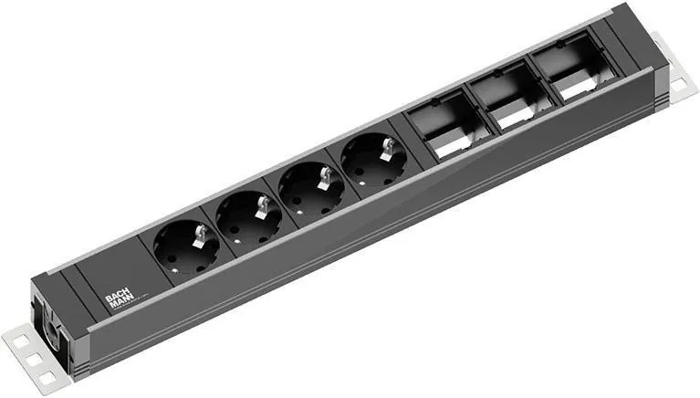 BACHMANN Модул UNIVERSAL с 4х Шуко и 3х празни модула, с кабел 3м, цвят Черен,  - B922.0071