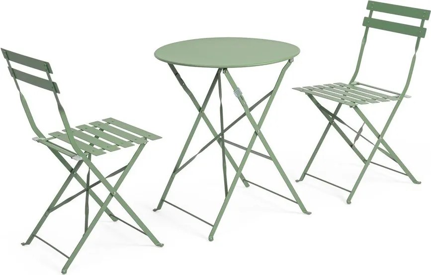 Светлозелен стоманен градински комплект за хранене за 2 Austin – Bizzotto