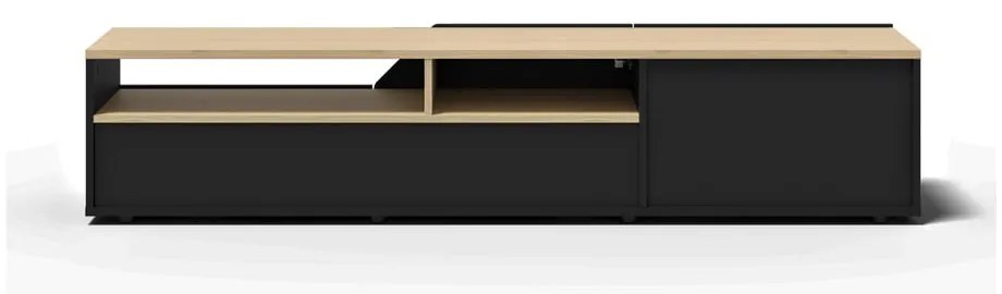 ТВ масичка с дъбов плот в черно и натурално 180x38 cm Verone - TemaHome