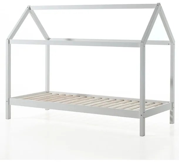 Бяло разтегателно детско легло къща от масивен бор с място за съхранение 90x200 cmDALLAS – Vipack