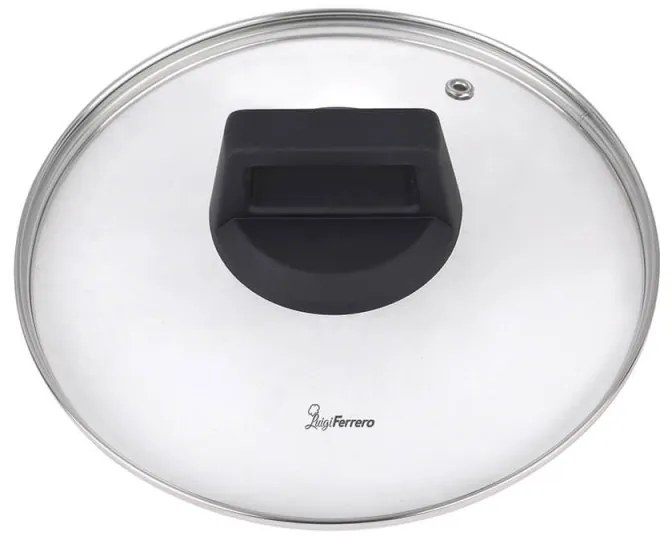 Тенджера Luigi Ferrero Rosso FR-2813, 28x13.5 см, 6.7 л, Незалепващо покритие, Стъклен капак с отвор за пара, Индукция, Черен