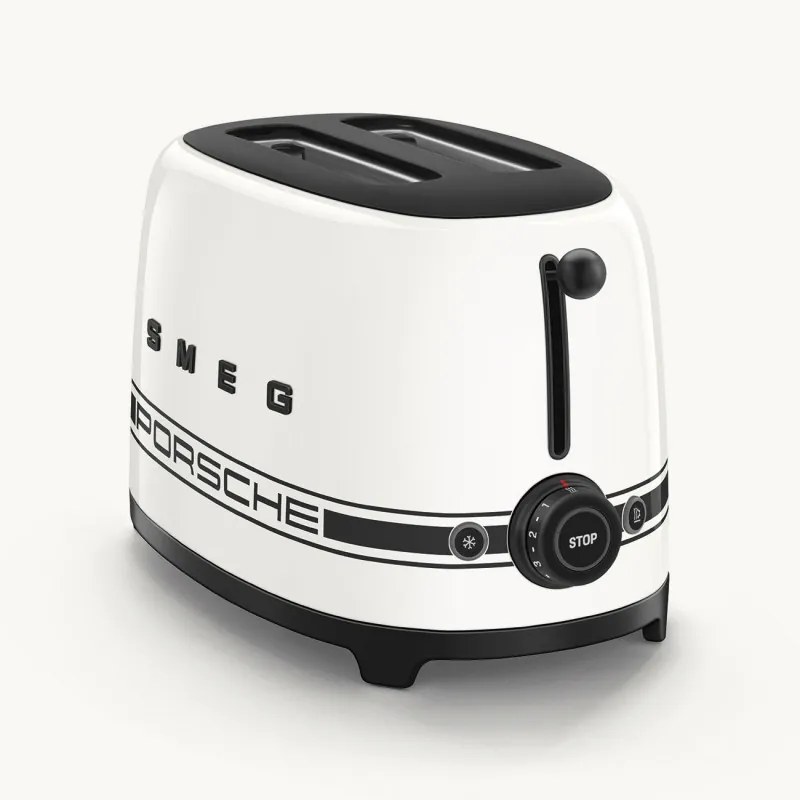 Тостер за хляб SMEG 50's Style Porsche TSF01PCWEU, 950W, 2 филии, 6 нива, Тавичка за трохи, Вграден кабел, Неръждаема стомана, Бял