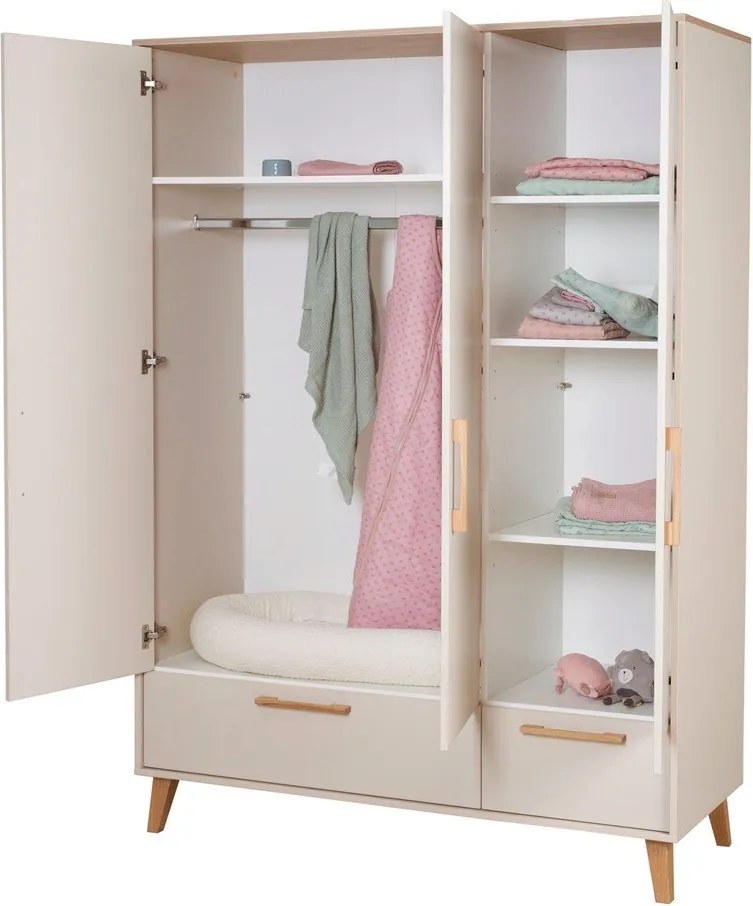 Кремав/в естествен цвят детски гардероб от декор от дъб 138x200x55 cm Jil – Roba
