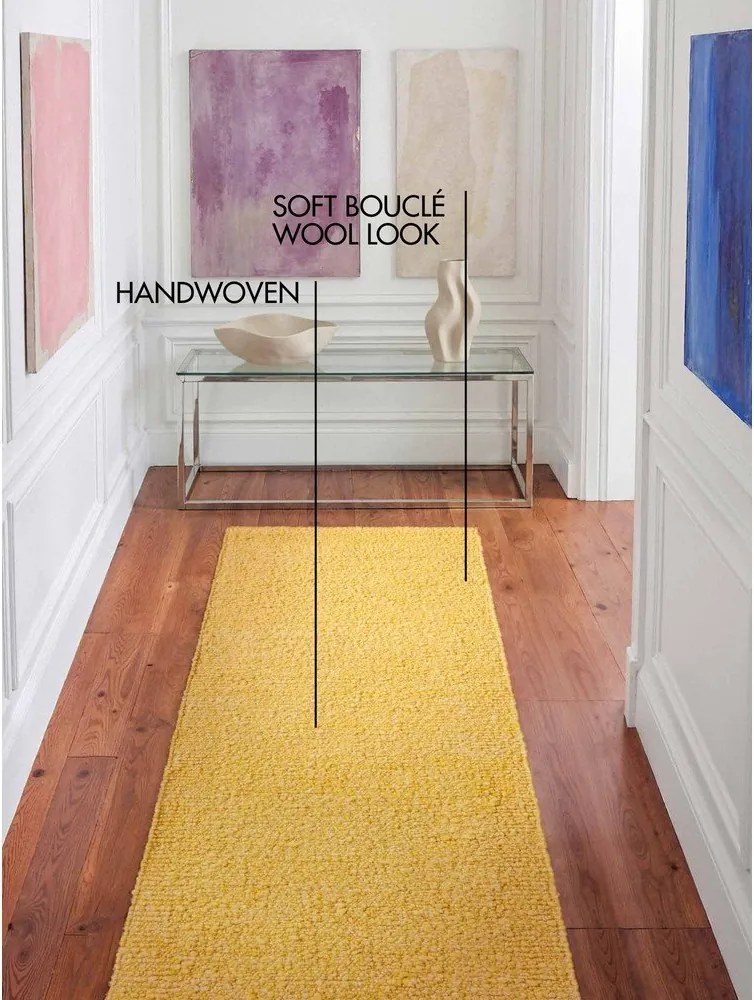Жълта ръчно изработена пътека от букле 80x200 cm Notting Hill Portobello – Ted Baker