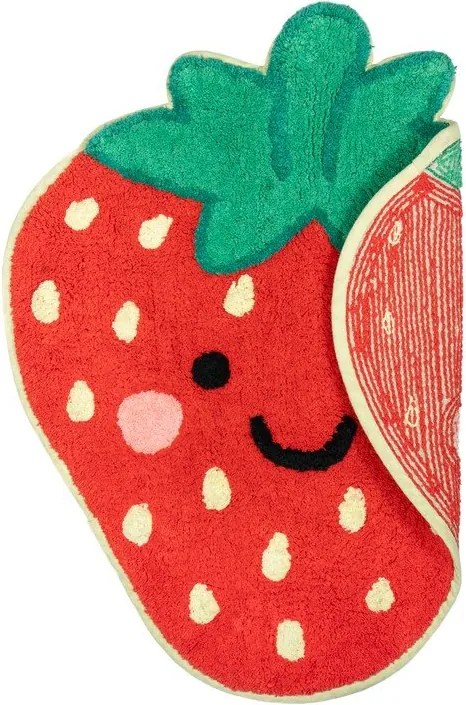 Червен памучен детски килим 60x52 cm Strawberry – Sass &amp; Belle
