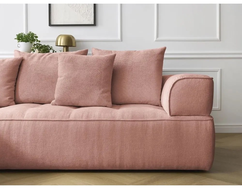 Розов шенилов ъглов диван (ляв ъгъл/L форма) Whesley – Bobochic Paris