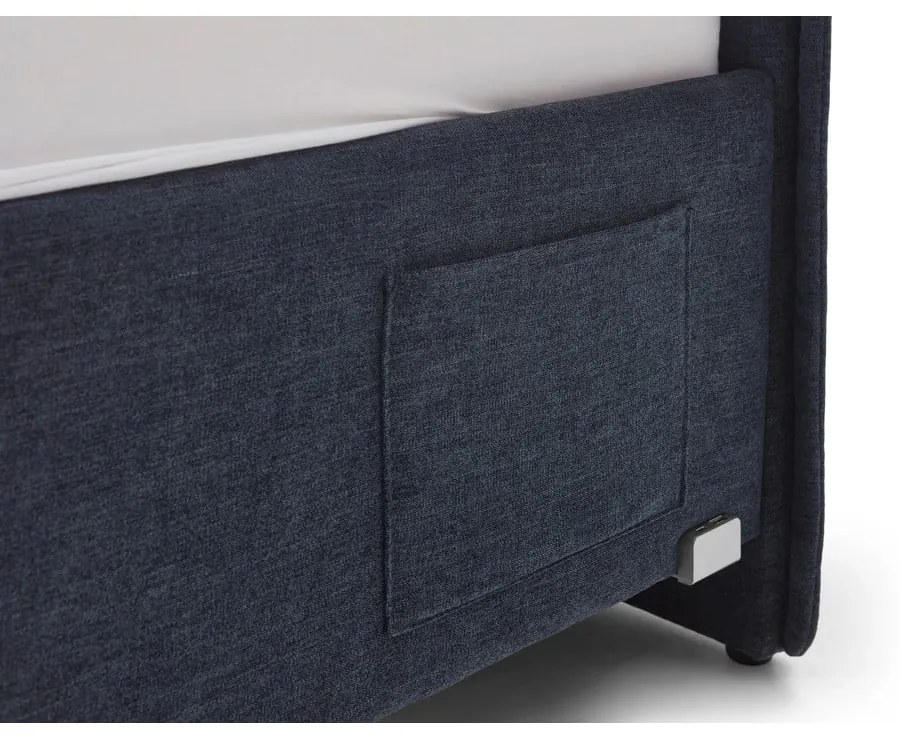 Тъмносиньо тапицирано детско легло 90x200 cm без ламелно дъно Fun – Meise Möbel