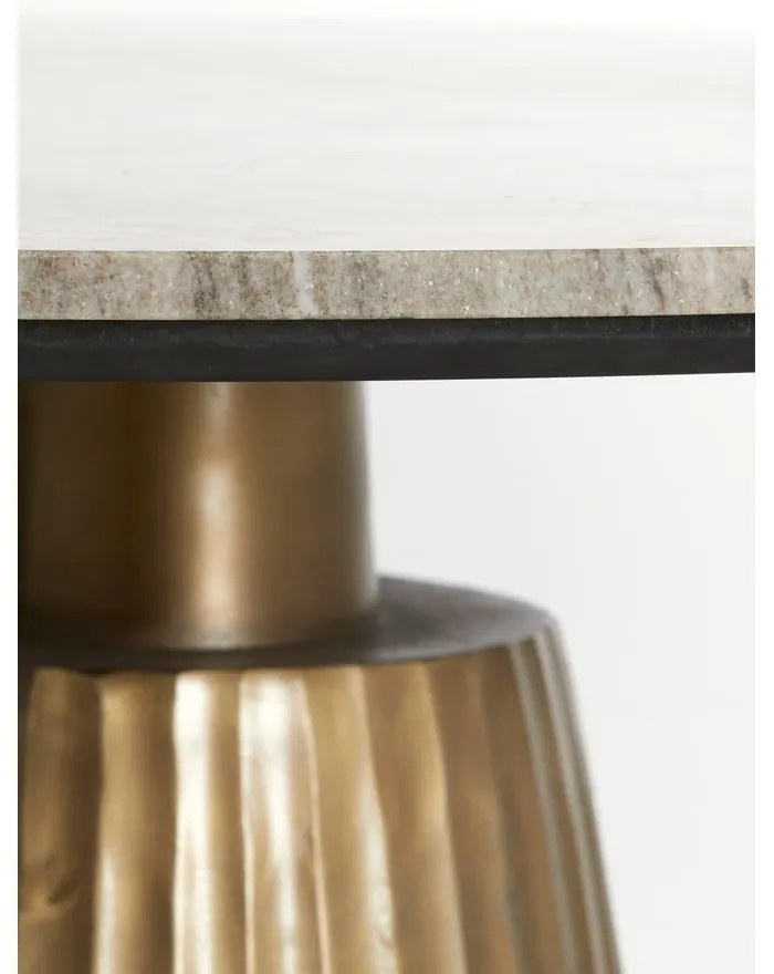 Кръгла маса за хранене в бронзов и естествен цвят с мраморен плот ø 100 cm Rianne - Light &amp; Living
