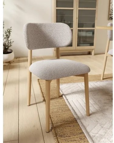 АЛДО Бежово лате (тъкан Монза 60)/рамка лакиран дъб - ДЪРВЕН СТОЛ БУКЛЕ ЗА ДНЕВНА, ТРАПЕЗАРИЯ, КУХНЯ РЕТРО