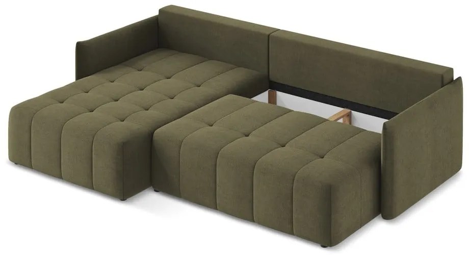 Разтегателен ъглов диван с място за съхранение в цвят каки (ляв ъгъл) Moku – Makamii