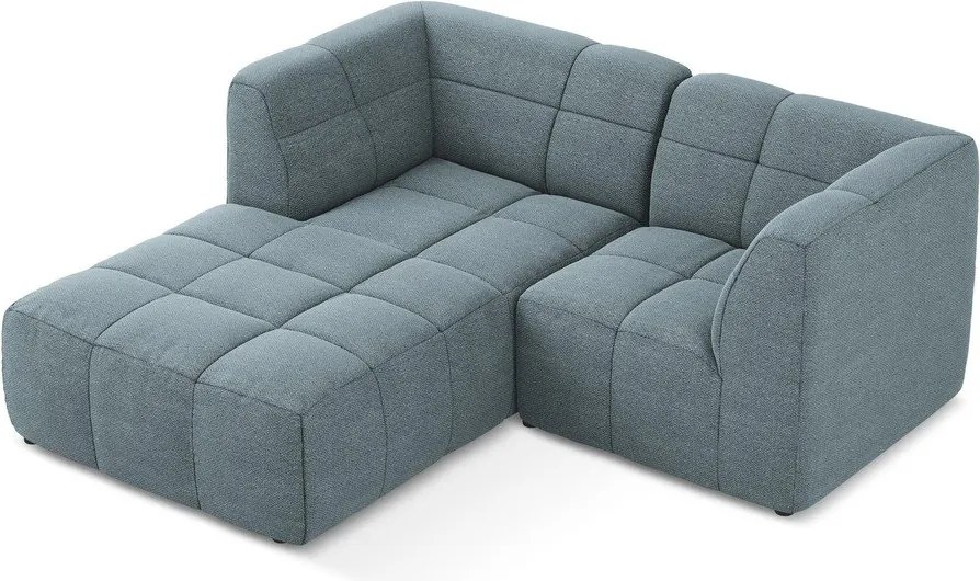 Син ъглов диван от прежда с примки от букле (ляв ъгъл) Aloha – Makamii