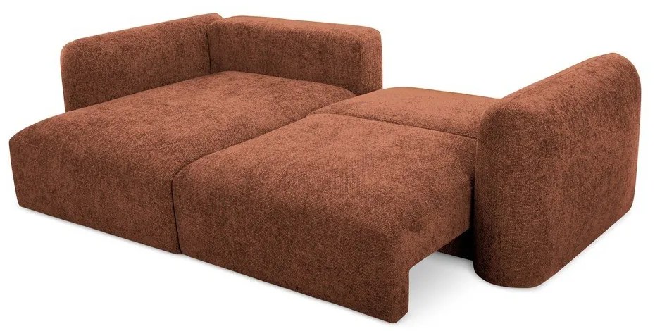 Теракотен шенилов разтегателен ъглов диван с място за съхранение (ляв ъгъл) Mele – Makamii