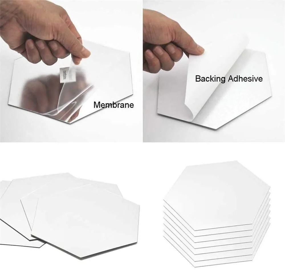 Огледални стикери в комплект на стената 12 бр. 20x17 cm Hexagonal – Ambiance