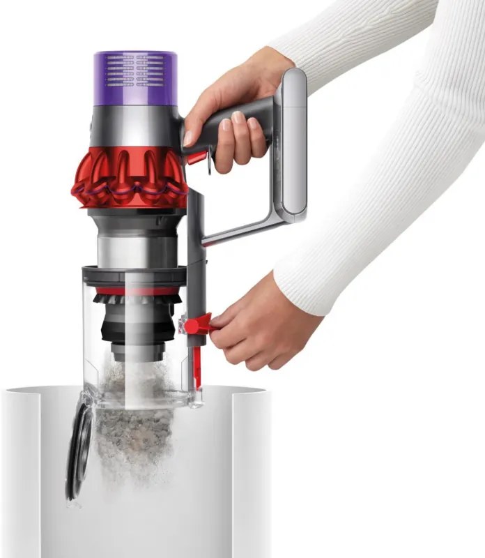 Вертикална прахосмукачка Dyson V10 Origin 394464-01, 525W, 151AW, 0.76l, 125000 об/мин, 60 мин, 3 режима, Motorbar четка, Никел/червен