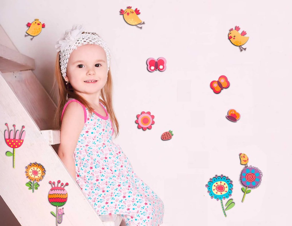 Декоративни стикери за стена Birds & Flowers 3D