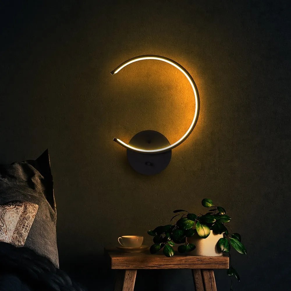 Черна LED стенна лампа ø 10 cm Moon – Opviq lights