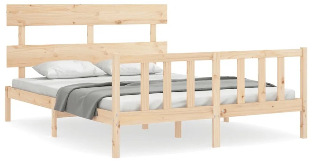 3193276 vidaXL Рамка за легло с табла King Size масивно дърво