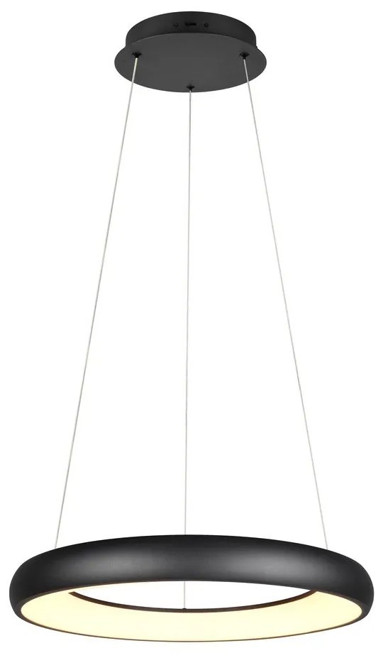 Матово черно LED затъмняващо се висящо осветително тяло с метален абажур ø 62 cm Cardona – Trio