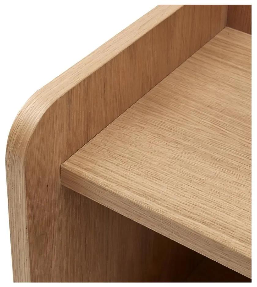 Нощно шкафче от дъбова дървесина с рафтове в естествен цвят Wrap - Bonami Selection