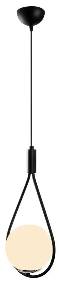 Черно-бяло висящо осветително тяло със стъклен абажур Mudoni – Opviq lights