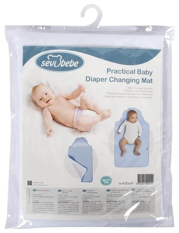 Sevi Baby Практичен двулицев повивалник с възглавничка - син