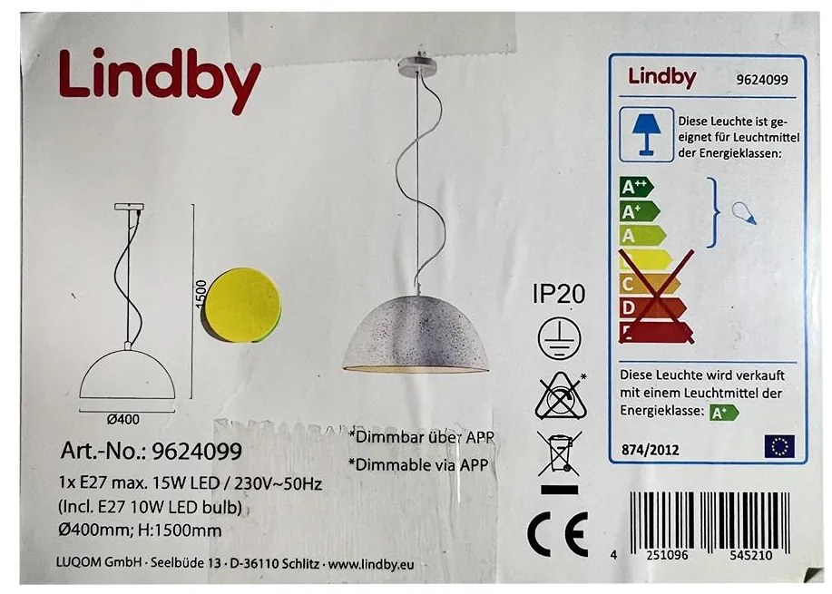 Lindby - LED RGB Димируем пендел CAROLLE LED/10W/230V