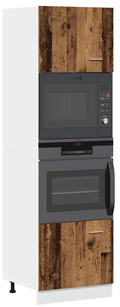 856128 vidaXL Шкаф за микровълнова фурна "Lyon", старо дърво, 60x57x207 см, инженерно дърво