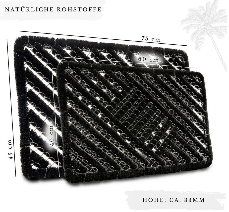 Изтривалка от кокосови влакна 40x60 cm Coco Black – Hanse Home