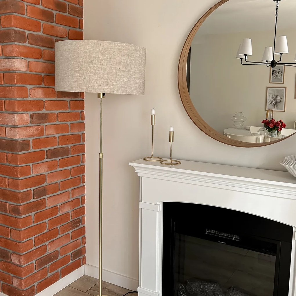 Подова лампа регулируема златиста със светло сив абажур 50 см - Parte