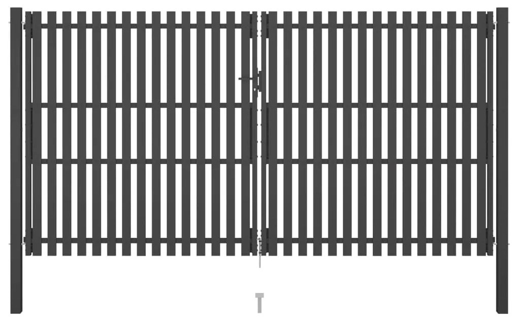 Градинска порта за ограда, стомана, 4x2,5 м, антрацит
