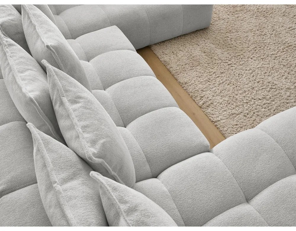 Светлосив шенилов сгъваем/с място за съхранение ъглов диван (десен ъгъл/U форма) Everest – Bobochic Paris