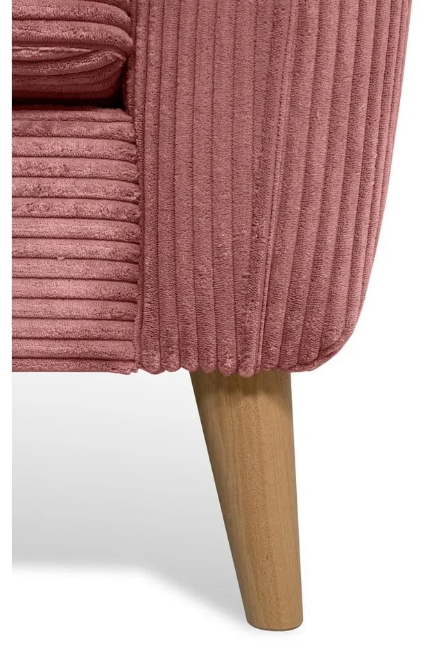 Розов ъглов диван от рипсено кадифе (ляв ъгъл) Paris – Scandic