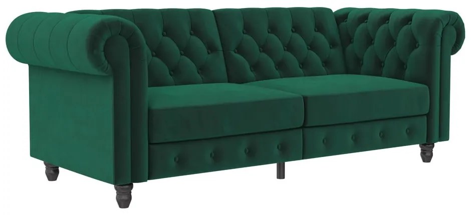 Тъмнозелен кадифен разтегателен диван 236 cm Felix – Støraa