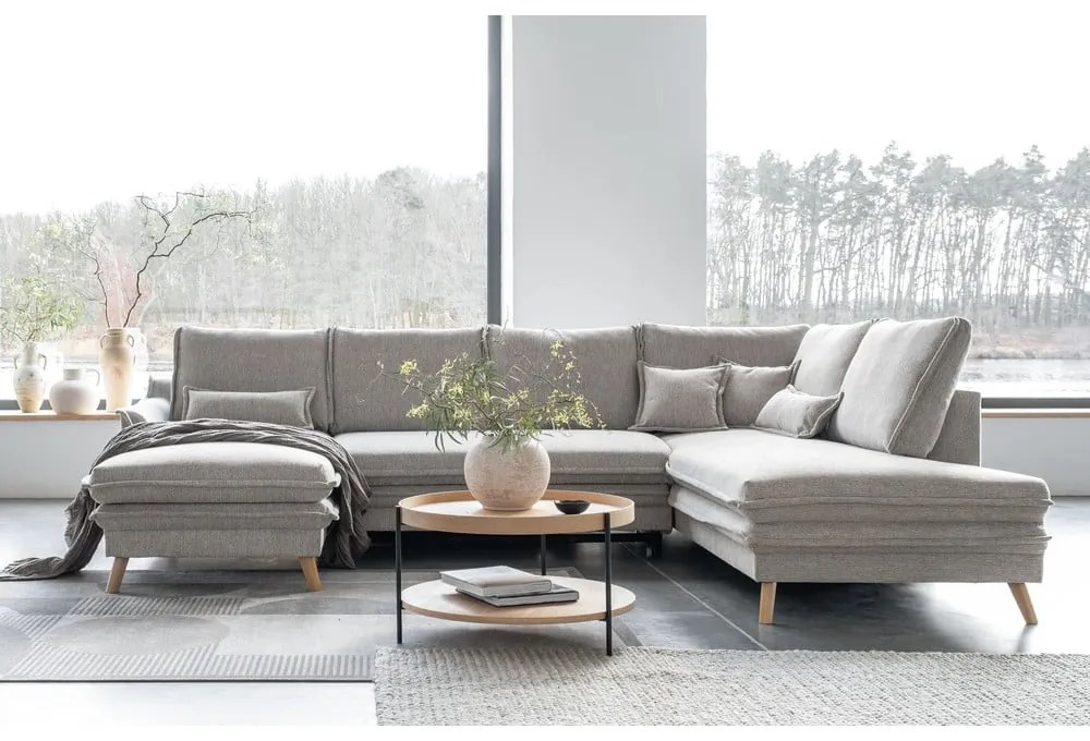 Бежов разтегателен ъглов диван (десен ъгъл/"U" форма) Charming Charlie – Miuform