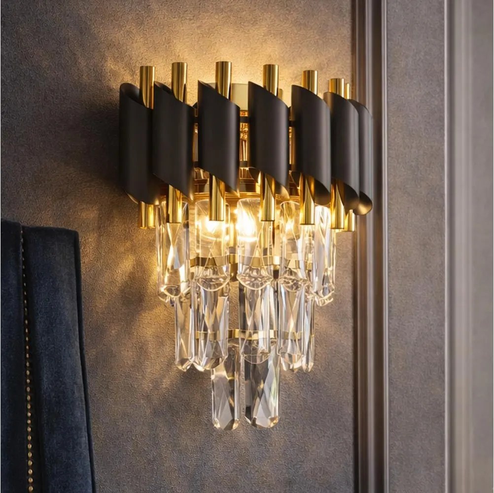 Brilagi - Стенно осветително тяло ECLIPSE 2xE14/10W/230V черно/златно