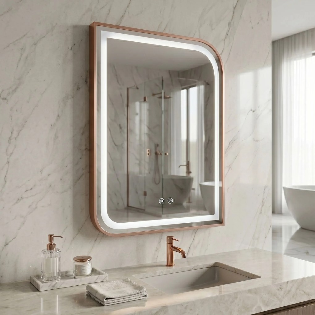 Огледало LED ZONE 70x50 BRUSH  ROSE GOLD