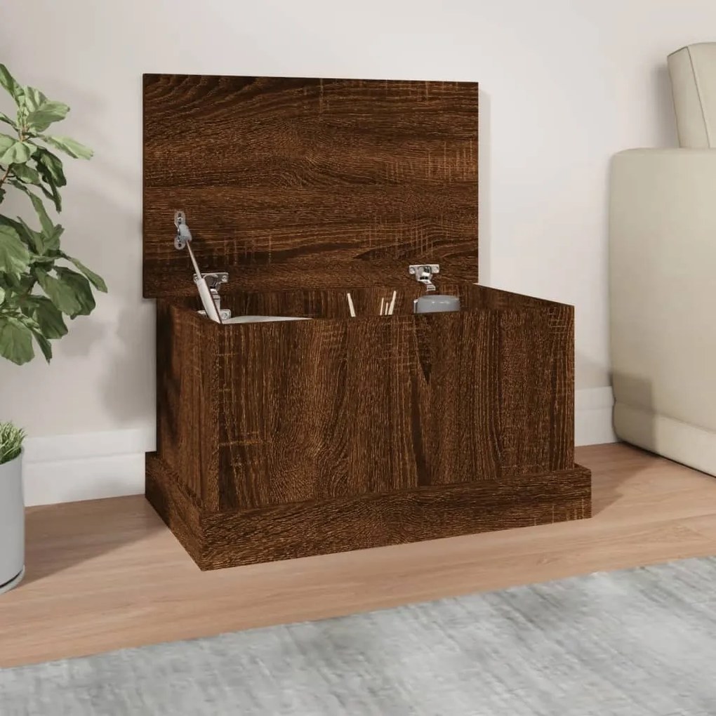 816503 vidaXL Кутия за съхранение, кафяв дъб, 50x30x28 см, инженерно дърво