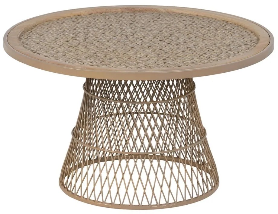 Ратанова кръгла масичка за кафе в естествен цвят ø 70 cm – Ixia