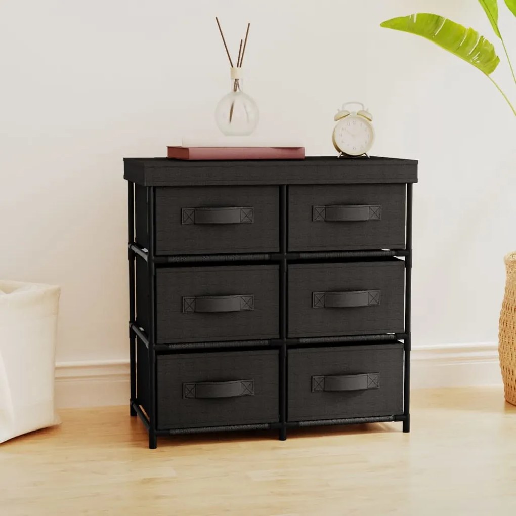 337257 vidaXL Шкаф за съхранение с 6 чекмеджета, 55x29x55 см, черна стомана