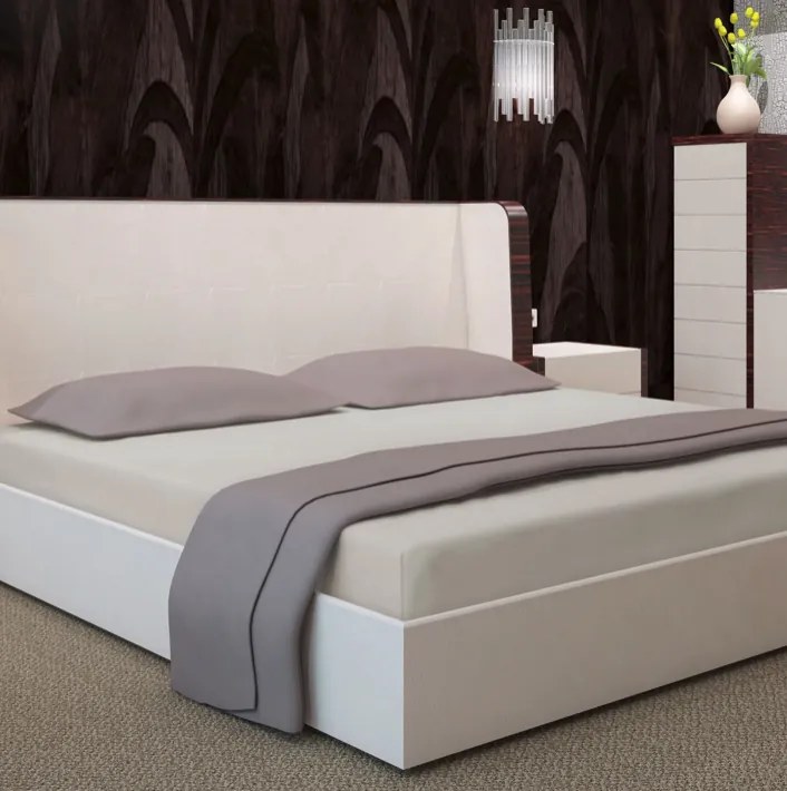 Светлосив чаршаф с ластик - памучен сатен Šírka: 180 cm | Dĺžka: 200 cm