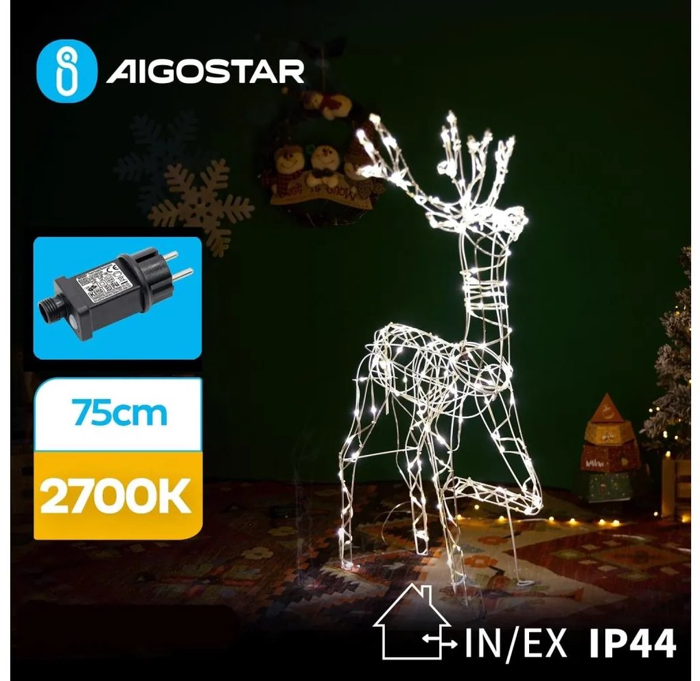 Aigostar - LED Екстериорна коледна декорация LED/3,6W/31/230V 2700K 75 см IP44 северен елен