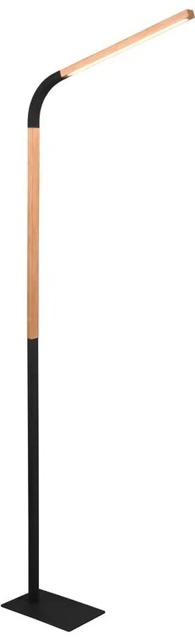 LED подова лампа в черен и естествен цвят с дървен абажур (височина 169,5 cm) Norris - Trio